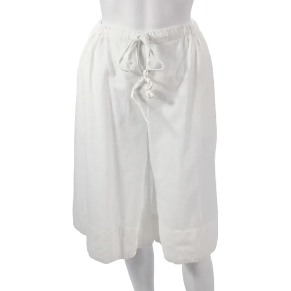 Free-est Women Cropped Boho Cotton Drawstring Pants White Size XS Petite